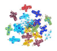 PH PandaHall 21 Stück Lampwork Kreuz Charms Anhänger Mit Blume 20mm Bunte Kreuzperlen Anhänger Mit Schlaufe Für Die Herstellung von Ohrringen Armbändern Und Halsketten