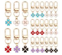 PH PandaHall 24 Stück Blumen Schlüsselanhänger 6 Farben Vierblättriges Kleeblatt Anhänger Blumen Taschenanhänger Geldbörse Autoschlüssel für Damen Taschen Handtaschen Rucksäcke Dekoration