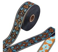 PH PandaHall 25m 4cm Vintage-Jacquard-Band Schwarzer Jacquard-Besatz Floral besticktes Band Floral gewebte Borte Ethnische Bänder für Nähen Kleidung Tasche Vorhang Verschönerung Dekoration
