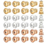 PH PandaHall 30 Stück 18K Vergoldet Ohrring-Verschlüsse, 3 Farben Messing Sicherheitsverschlüsse Metall-Ohrring-Backs Stopper für Ohrstecker Frauen Männer, 6x5 mm
