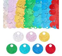 PH PandaHall 350 Stück 20mm Große Pailletten 7 Farben Flache Runde Pailletten Irisierende Losepailletten Glitzerfolienpailletten Für Basteln Nähen Schmuck Kleidung Stickerei Weihnachts Geburtstags