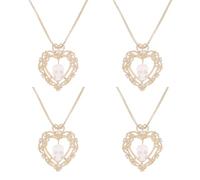 PH PandaHall 4 Stück Goldene Schädel Herz Halsketten für Halloween Mikro Pave Zirkonia Herz Anhänger Weiße Gravur Schädel Schmuck mit Strass Liebe Skelett Anhänger Gothic Halskette für Frauen Paar