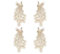 PH PandaHall 4 stück Pfau Perlen Bestickte Aufnäher Strass Spitze Applikation Aufnäher Gold Tier Applikation Glitzer Kristall Patch zum Nähen Hochzeitskleid Abendkleid Kostüm Handwerk Zubehör