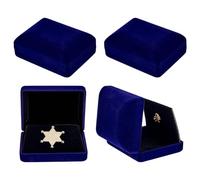 PH PandaHall 4 Stück Samt Broschen Displaybox Blaue Abzeichen Präsentationsbox Schmuck Anstecknadel Geschenkbox Für Die Medaillensammlung 6.1x7.8x3.25cm