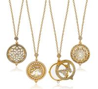 PH PandaHall 4 Stück Vintage Lupe Medaillon Halskettenset, Schmetterling Baum des Lebens Blumen Hohl Halskette Zinklegierungs Kette für Frauen Leseschmuck Accessoires Geburtstaggeschenk Antikes Gold