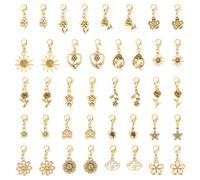 PH PandaHall 40 Stück Blume Clip auf Charme Anhänger, 20 Stil Antike Goldene Blüte Charms Metall baumeln Charms mit Karabiner-Verschluss für Halskette Armband Ohrringe Handtasche DIY Handwerk