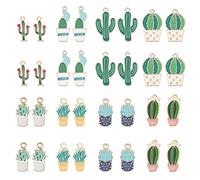 PH PandaHall 48pcs 8 Styles Cactus Tropical Charms, Pflanze Emaille Charms Anhänger Sommer Wüste Pflanze Emaille Dangle Perlen Für Halskette Armband Ohrringe DIY Schmuckherstellung