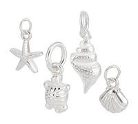 PH PandaHall 4pcs 925 Sterling Charms Anhänger Ozean Charms mit Jump Rings Seestern Muschel Schildkröte Kreaturen Charms Marine Tier Metall Charms Anhänger für Schmuckherstellung DIY Halskette Armband