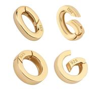 PH PandaHall 4Stücke 925 Sterlingsilber Federtor Ring Runde Oval Halskettenverschlüsse und Verschlüsse 10mm Goldene Bail Verbinder für Schmuckhandwerk Herstellung