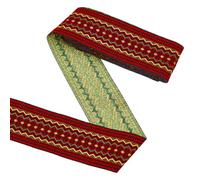 PH PandaHall 5.2cm Jacquard Band 4.6m Geometrisch gewebte Borte Ethnisches Band Vintage gesticktes Band Rotes Jacquard-Geflechtband zum Nähen von Kleidung Handgemachte Tasche Dekoration