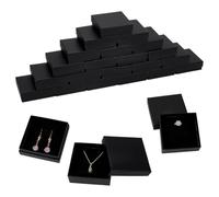 PH PandaHall 50 Stück Schmuck Geschenkboxen Aus Karton Schwarz Schmuckschatullen Kleine Armband Displaybox Halsketten Aufbewahrungsbox Mit Schwamm Für Ringe Ohrringe Armreifen Weihnachts9.2x9.2x3.2cm