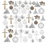 PH PandaHall 56 Stück Kreuz Pferdeauge Ägyptische Auge Davidstern Yoga Lotus Charms Anhänger, Tibetanische Legierung Metall Baumeln Charms Für Handwerk DIY Halskette Armband