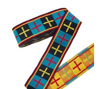PH PandaHall 6.5m Kreuz Jacquard Band für Ostern 50mm Breites Polyesterstoff Borte Schwarz Blau Nähband für Kleidungsnäharbeiten Handwerk Heimische Vorhänge Gardinen Weihnachtsfeier Dekoration