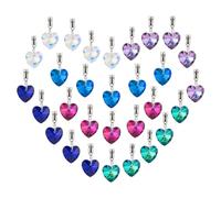 PH PandaHall 6 Farben Glas-Herzanhänger 30 Stück Facettierte Herz-Anhänger Herzen geformt baumeln Anhänger mit Bail Hanger Liebe Anhänger Charme für Sommer Halskette Armband Ohrring