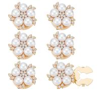 PH PandaHall 6 Stück Goldene Imitationsperlen Manschettenknöpfe mit Blumenperlen Strassknöpfe Knopfabdeckungen Verzierungen aus Metallknöpfen Dekoration für Dekoratives Hochzeitsaccessoire