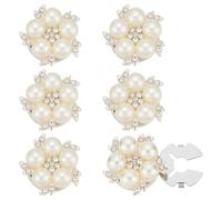 PH PandaHall 6 Stück Silberne Blumenperlenknöpfe Mit Imitationsperlen und Strasssteinen verzierteManschettenknöpfe aus Metall mit Knöpfen als Dekoration für Damenbekleidung Accessoire für Hochzeiten