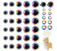 PH PandaHall 60 Sätze Glitter Safety Eyes 5 Größen 3D Regenbogen Craft Augen Amigurumi-Augen Gefüllte Augen häkeln für DIY Handarbeiten Häkeln Plüschtiere Puppen Machen 12/14/16/18/20 mm