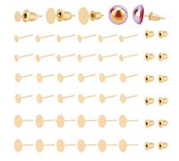 PH PandaHall 60 Stück Ohrstecker Aus 18 Karat Gold 3 Stile Flache Pad Rohlinge Ohrstecker Mit 925 Sterling Silber Stiften Und 60 Ohrmuttern Zum Herstellen von Ohrringen DIY Basteln
