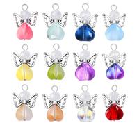 PH PandaHall 60 Stück Schutzengel Anhänger Engelsflügel Charm Bunte Feen Anhänger Farbverlauf Herz Perlen Charms Feen Engel Anhänger Für Ohrringe Armbänder Schlüsselanhänger Schmuck Platin Farbe