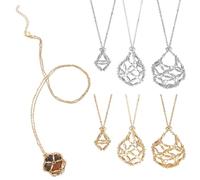 PH PandaHall 6pcs Kristall-Halter Halskette, 3 Größen 304 Edelstahl-Kristall-Käfig Halskette Einstellbare leere Steinhalter Edelstein Anhänger Halskette für DIY-Schmuck, Golden und Edelstahl Farbe