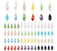 PH PandaHall 72 Stück Kristallcharme 12 Farben Facettierte Tropfen Charms Transparente Glaskristall Anhänger Mit Draht Umwickelte Glas Charms Perlen Schmuckzubehör Für Halskette Schmuck Basteln 17x6mm