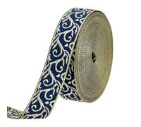 PH PandaHall 9.1m Jacquard Band 20mm Blaue Jacquard Stickerei Bordüre Ethnisch Gewebte Borte Vintage Floral JacquardBand für Karneval Nähen Kleidung Kunsthandwerk Tasche Dekor Geschenk Weihnachten