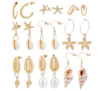 PH PandaHall 9 Paar Muschelohrringe Seestern Ohrringe Goldenes Ozean Ohrring Set Sommerschmuck Für Frauen Strandparty Urlaub Sommer Thema Anhänger Ohrringe Ohrstecker