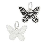 PH PandaHall 925 Sterling Silber Charms 2 Farben Schmetterling Anhänger Animal Dangle Charms mit Jump Rings für Schmuckherstellung Erntedankfest Jahrestag Geburtstag Weihnachten, 11x15mm