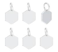 PH PandaHall 925 Sterling Silber Stempel Charms Blank 6 Stück Kleine Sechseck Charms Mit Biegeringen Winzige Etiketten Anhänger Für Armbänder Halsketten Ohrringe Schlüsselanhänger Weihnachten 7.1x6mm