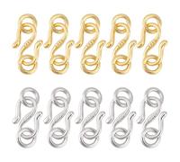 PH PandaHall 999 Sterling Silber S-Haken-Verschluss 10pcs Golden/Platin S Hook Eye Clasp Schmuck Connector Verschluss mit Jump Rings für Halskette, Schmuckherstellung und Armbänder