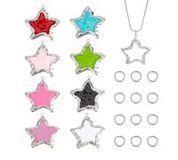 PH PandaHall Emaille Sternanhänger 8 Farbe Sternanhänger Schmuckanhänger Fünfzackige Stern Anhänger Mit 20 Biegeringen Für Schmuckherstellung Ohrringe Armbänder Fußkettchen Halsband Weinmarker 30mm