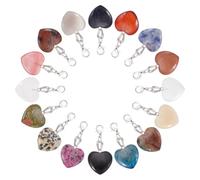 PH PandaHall Herz Stein Charms 16pcs Liebe Herz Anhänger Valentinstag Charms Quarz Edelstein Chakra Stein Charm Anhänger mit Hummer Klauen Verschlüsse für Valentine Mutter Hochzeit Halskette Schmuck