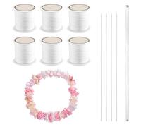 PH PandaHall Lei Nadel Set 35.5cm Lange Nähnadeln mit 240m Weißem Nylon Faden 4 Stück Große PerlenNadeln 1 Stück Nadel Aufbewahrungsröhrchen für DIY Kranz Hawaiianische Blumen Perlen Stich Handwerk
