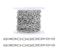 PH PandaHall Ovale Kabelketten 5m 304 Edelstahl Kabelgliederketten 4mm Breit Strukturierte Flache Rolokette Schmuckkette Rolle Für Damen Herren Schmuckherstellung Basteln Halskette Armband Knöchel