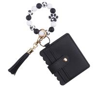 Phamines Silikon-Armband mit Pfotenmotiv, Kreditkartenhalter, Ausweis, Fenster, Schlüsselanhänger, Quaste, Autoschlüssel, Damen, Schwarz, Einheitsgröße