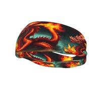 Phayah Dragon King in Fire Muster Sport Stirnband geeignet für Laufen Yoga Basketball elastisches Feuchtigkeitsband