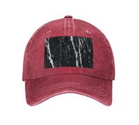 PHAYAH Schwarz-weißes Marmor-Muster, Cowboyhut, Unisex, Erwachsene, volle Baumwolle, gebogene Krempe, Baseballkappe, Sport, Denim, Sonnenhut, Schwarz, rot, Einheitsgröße