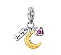 PHCLASY Charms Anhänger Mond Geburtsstein Bead Charms für Damen Geburtstag Charm Silber 925 Kompatibel mit Armbänder und Halskette,Juli