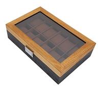 Phefop Uhrenbox aus Holz, Massivholz-Organizer mit 12 Fächern, Elegante Präsentation für Männer und Frauen, für die Aufbewahrung von Uhren und Schmuck