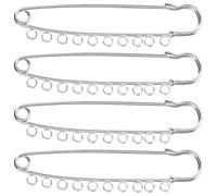 PHENOFICE 4 Stück Silberfarbene Sicherheitsnadeln mit Löchern Metall broschennadeln für DIY Schmuckherstellung Basteln Kiltnadeln Deckenpins Robust Vielseitig Verwendbar