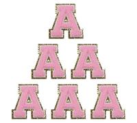 PHENOFICE Buchstaben Patches zum Aufbügeln und Reparieren aus Faden 6 Stück Packung Einfache Anwendung für Schuhe und Taschen Elegante Rosa Applikationen