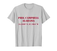 Phil Campbell Alabama Koordinaten Souvenir T-Shirt, Herren, Silber, XXL