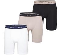 Phil & Co. Berlin Herren Retro Pants 3-Pack Jersey Long Boxer - Black+beige+White - Lange Boxershorts Unterhose Baumwolle Männer Größe XXL