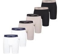 Phil & Co. Berlin Herren Retro Pants 6-Pack Jersey Long Boxer - Black+beige+White - Lange Boxershorts Unterhose Baumwolle Männer Größe XL