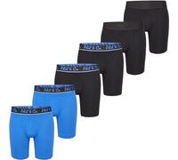 Phil & Co. Berlin Herren Retro Pants 6-Pack Jersey Long Boxer - Black+Blue - Lange Boxershorts Unterhose Baumwolle Männer Größe XL