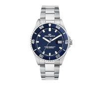 Philip Watch Herrenuhr aus Stahl, Uhrzeit, Datum, Analog, 42 mm, Caribe Sport-Kollektion, Geschenkidee Männer