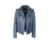 Philipp Plein - Aged Blue Leather Perfecto Jacket - Größe XS - blau
