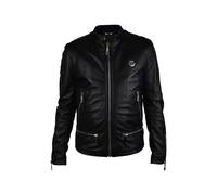Philipp Plein - Black Grained Leather Biker Jacket - Größe M - schwarz