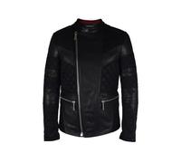 Philipp Plein - Black Leather Biker Jacket With Quilted Panels - Größe M - schwarz