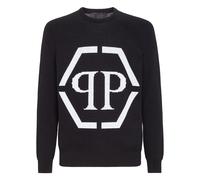 Philipp Plein - Cotton Pullover Round Neck LS - - Knitwear - Herren - Schwarzk - L